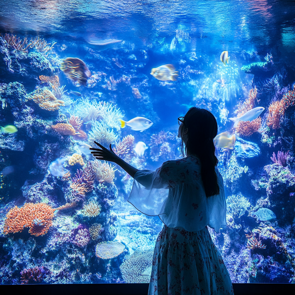 Interactive projection experience in an aquarium environment
